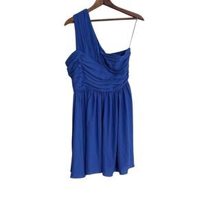Express One Shoulder Pleated Mini Dress Blue Size 8